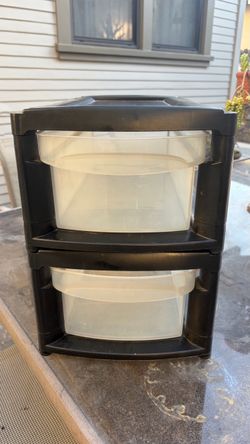 Tamor Plastic 2-Drawer Desktop Storage 13”3/4 tall 17”3/4 long 10” wide Organizer - Black