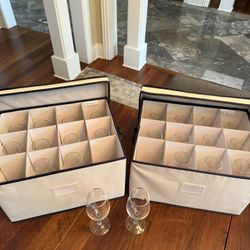 23 Wine Tasting glasses In 2 Storage Carrying Boxes 