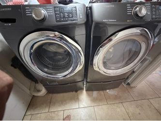 Samsung  washer and electric dryer set with storage