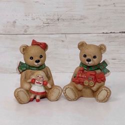 VTG Homco Ceramic Christmas Bear Figurines