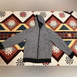 Shaun White Boys Size L Gray Jacket Snowboard Skate Bomber Hooded Zip Quilted