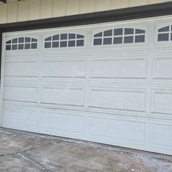 Two car garage door with motor