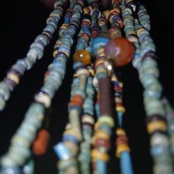Ancient Egyptian Revival Faience Beaded Necklace Jewelry Two Strands Necklace Antique RARE VINTAGE