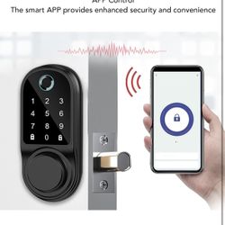 Smart Fingerprint Door Lock Keypad Deadbolt Lock with APP Control for Home Hotel Office Apartment, Feature Heavy Duty Keyless Entry Front Door Lock, H