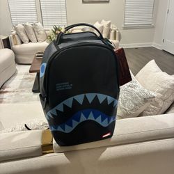 Sprayground Shark Limited Edition Backpack Black Blue Animal Print