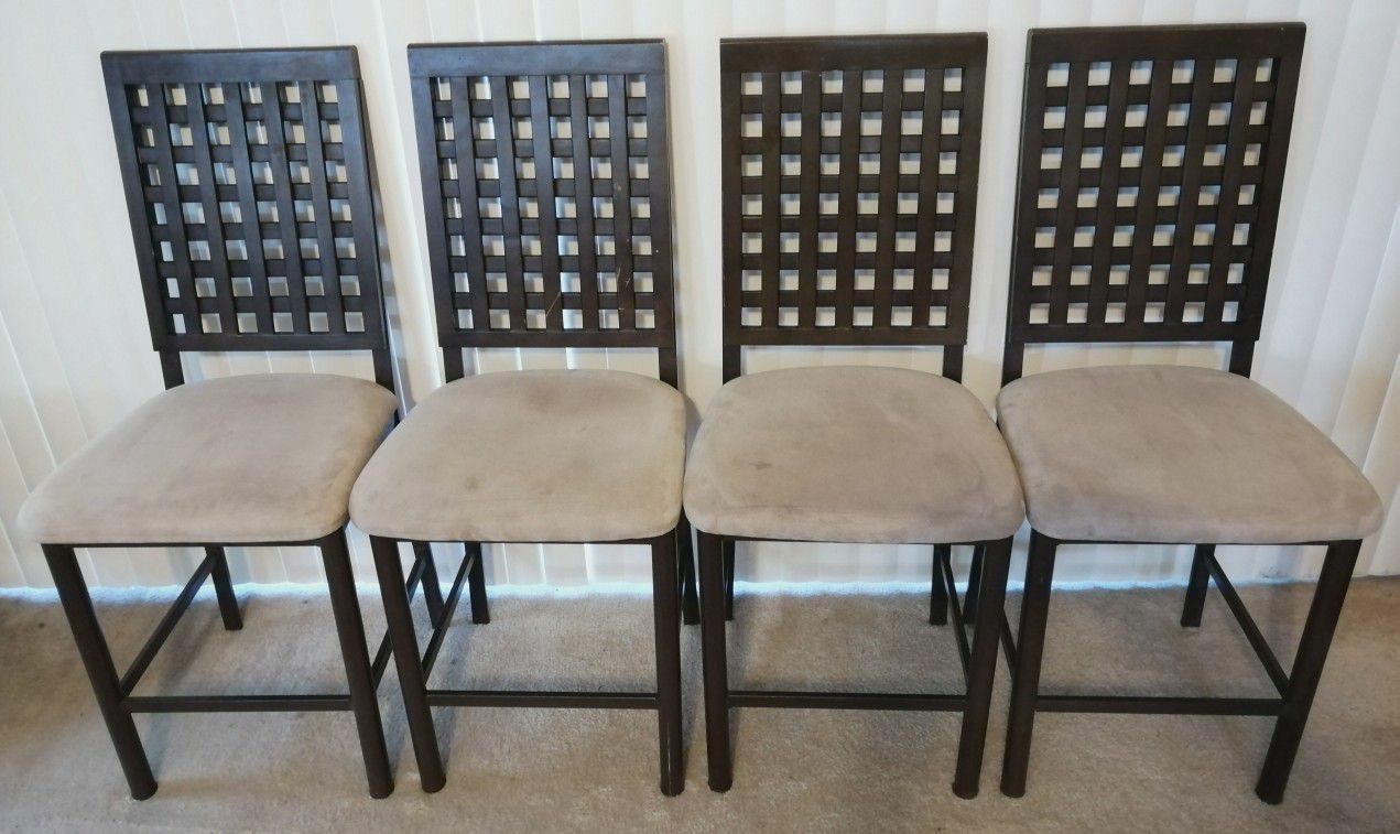 Four Matching Lattice Back Stools