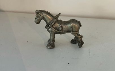Small Vintage Pewter Clydesdale Draft Horse Figurine – $15
