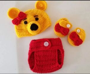 Crochet Baby Girl Winnie The Pooh Inspired Outfit Photo Prop Shipping Available