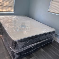 NEW FULL SIZE 54x75” MATTRESS AND BOX SPRING-2pcs
