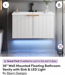 Ebern Designs 30" Floating Bathroom Vanity with Sink & LED