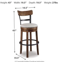 Valebeck Bar Height Upholstered Swivel Bar Stool with Contoured Back
