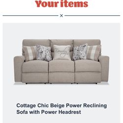 Beige Power Reclining Sofa 