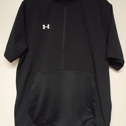 Men's Under Armor Half Sleeve, Half  Zipper Pullover With Kangaroo Pocket In Black