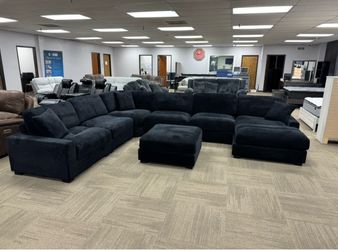 Corduroy Sectional Sofa with Double Chaise