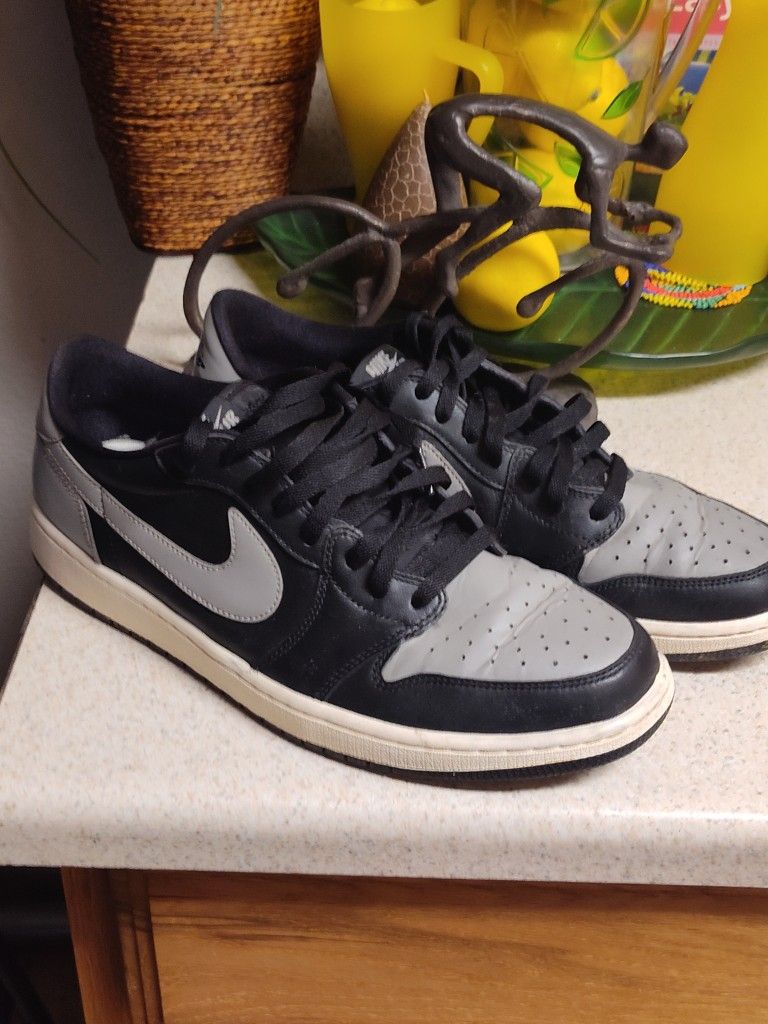 Nike Air Jordan 1 Low Retro Shoes OG Shadow Black Grey Men's Size 12 Shoes 2015