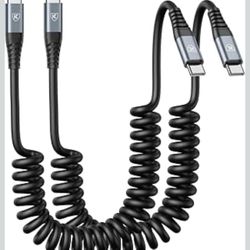 Acetret USB C to C Cable 3ft 2Pack Coiled USB C Charger Cable for Car Type C Fast Charging Cable for iPhone 17/16/15/Plus/Pro/Pro Max/Samsung Galaxy S