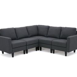 Contemporary fabric sectional couch sofa (No ottoman) 