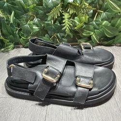 ALOHAS Harper Slingback Women’s Sandal Black Leather Made in Spain Sz 40 9.5