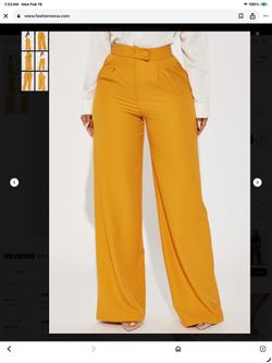 Ladies Size 2X  (16-18) Mustered Yellow High Waist Dress Pants