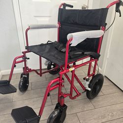 Drive Medical Bariatric Transport Chair Full Length Arms with 12 Inches Rear Flat Free Wheels, wheelchair