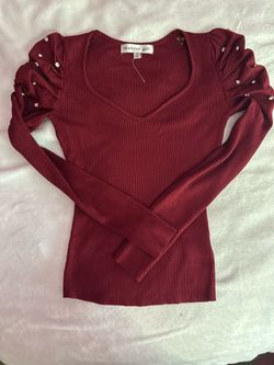 Burgundy long sleeved top