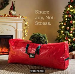 Christmas Tree Storage Bag - Stores 7.5 Foot Artificial Xmas Holiday Tree, Durable Waterproof Material, Zippered Bag, Carry Handles. Protects Against 