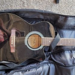 Jet Black Fender Acoustic Electric Guitar And Gig Bag