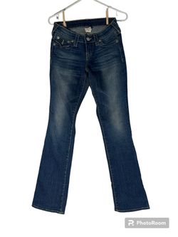 True Religion Womens Low Rise Bootcut Jeans Dark Wash Back Flap Pocket Size 26