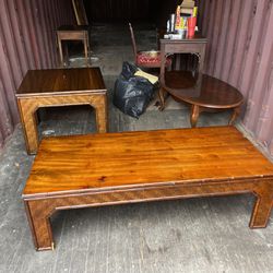 Wood Rattan coffee table 