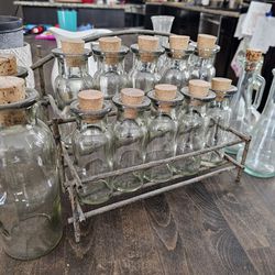 Vintage Spice Bottles  Glass Containers With Cork