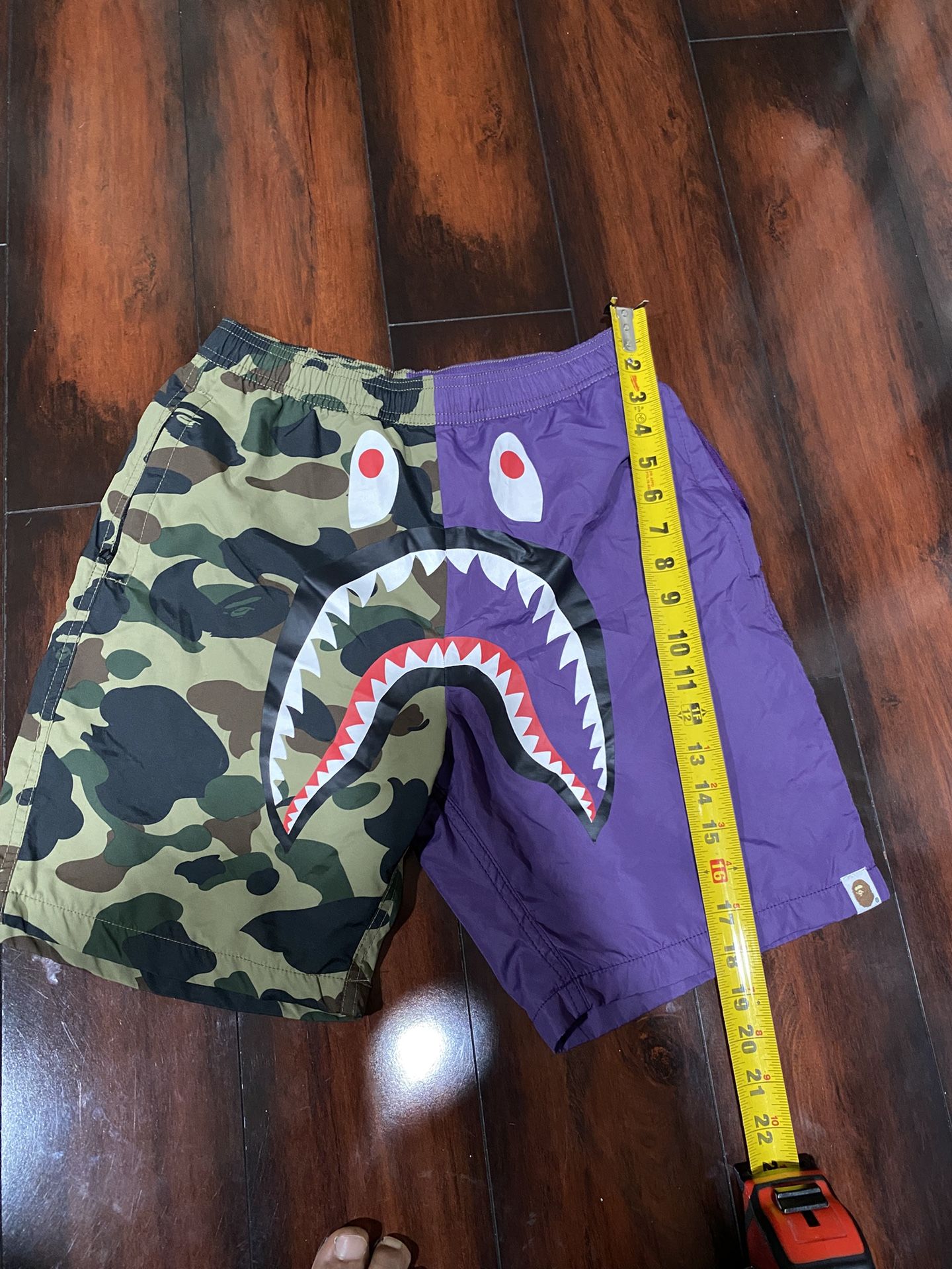 BAPE Half 1st Camo Shark Beach Shorts 