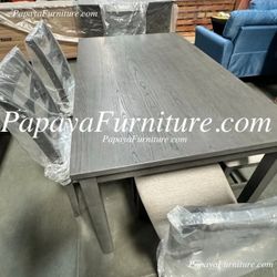 NEW 6 PIECE Dining Room Table and Chair Bench Set Gray Wood Finish Kitchen Furniture Warehouse BIG Discount Clearance Closeout SALE Upholstered Cushi 