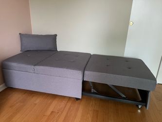 Gray Convertible Sofa Bed with Storage