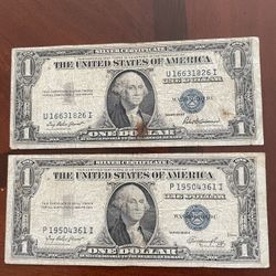Two 1935 Series Silver Certificate One Dollar Bills