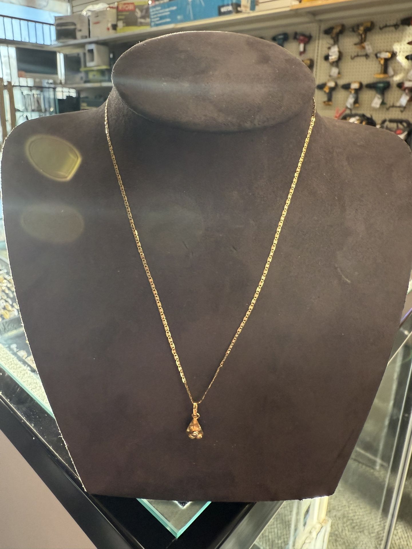 18KT Necklace W/ Tri-Color Pendant 40870-1