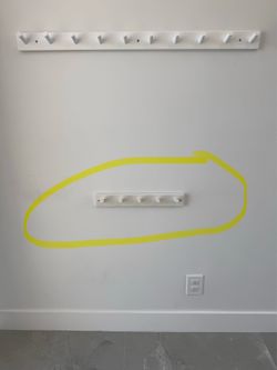 Free White Wall Hook Shelf / Coat Rack Hooks (5 Peg, 16”)