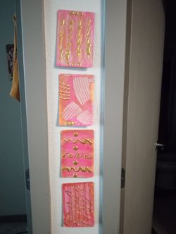 Pink & Gold 4x6 Grouping of 4 Canvas Boards. 