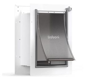 Baboni Pet Door for Wall, Steel Frame and Telescoping Tunnel, Aluminum Lock, Double Flap Dog Door and Cat Door, Strong and Durable (Pets Up to 40 Lb) 
