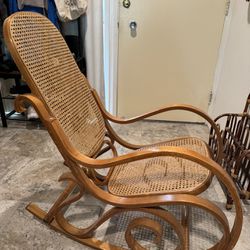 Vintage Rattan Cane Back Rocking Chair