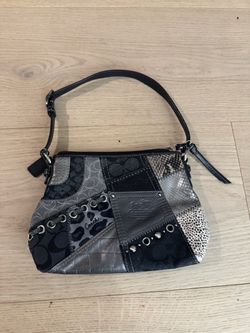 Vintage Coach Patchwork Shoulder Bag – Black & Gray