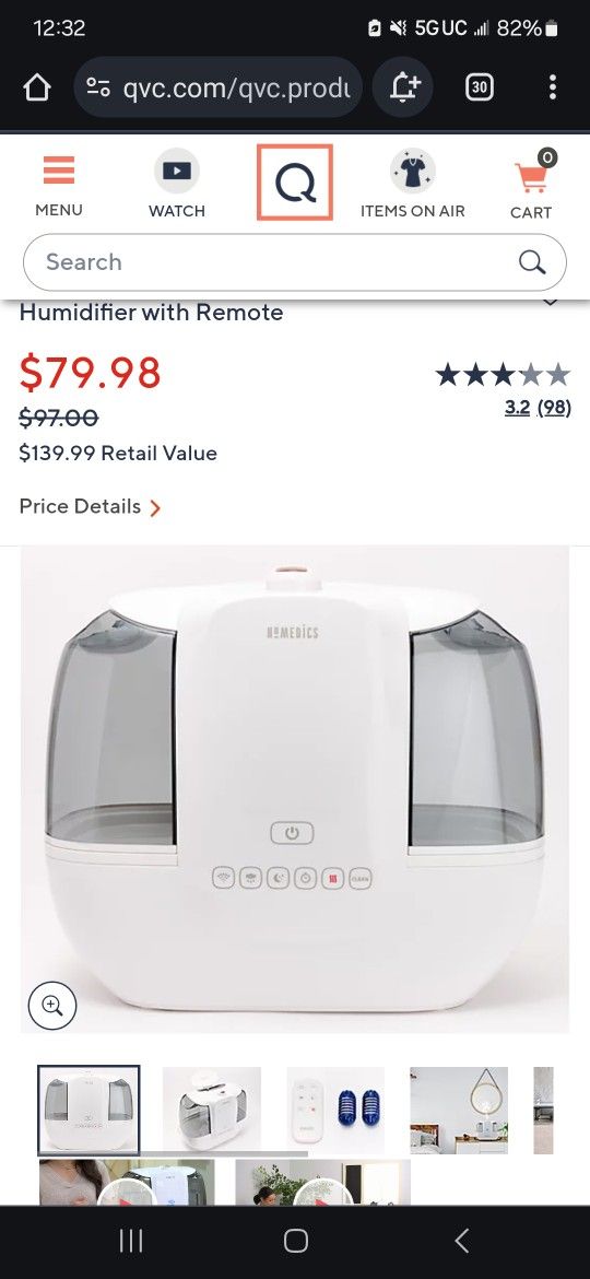 Homedics Ultrasonic Humidifier With Remote