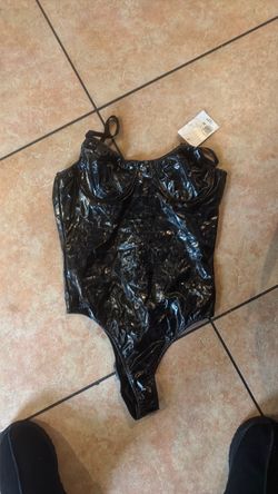 Black leather bodysuit