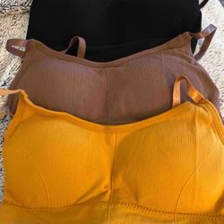 3pcs Seamless Women's Sports Bras Size Small Brand New For Sale 3 Color Black , Yellow , Brown 