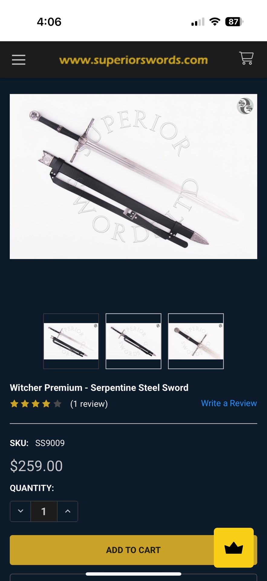 π‘οΈ Witcher Premium β Serpentine Steel Sword