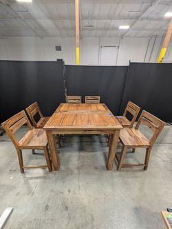 Urban Solid Hardwood Counter Height Dining Set with Six Chairs