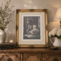 Vintage "The Language of Flowers" by C. Schweninger | Large Ornate Gold Framed.