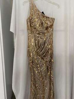 ONE SHOULDER MERMAID GOLD SEQUIN FORMAL DRESS