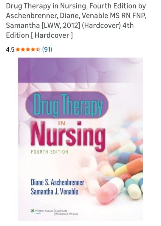Drug Therapy in Nursing, Fourth Edition by Aschenbrenner, Diane, Venable MS RN FNP, Samantha [LWW, 2012] (Hardcover) 4th Edition [ Hardcover ]

