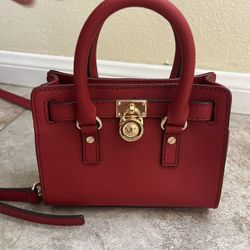 Michael Kors Mini Purse Handbag Red Gold