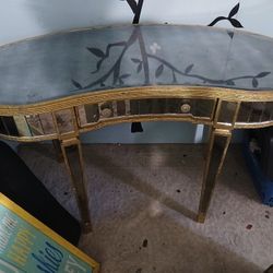 Vintage Glass Desk / Vanity
